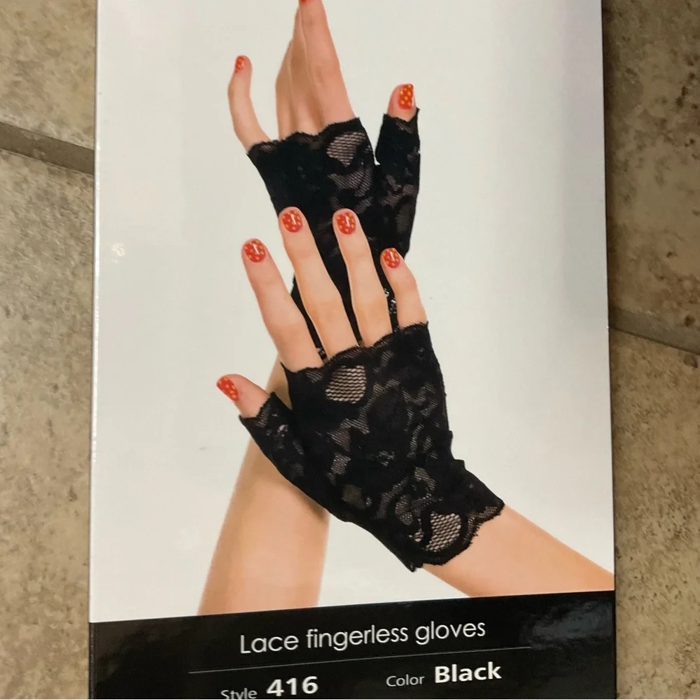 3 sets Gloves fingerless costume whimsigoth goth black‎ theatre corset bows lace
